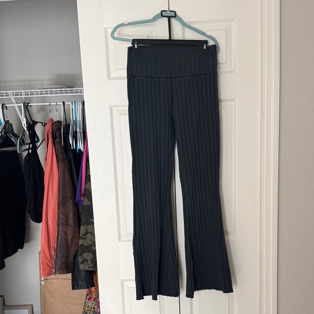 Aerie Black Pinstripe Flare Pants